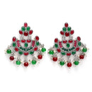 Rhodium Plated Crescent Multicolor American Diamond Ethnic Oxidised Necklace
