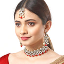Stylish Gold Plated Red Kundan Ethnic Bridal Jewellery Set