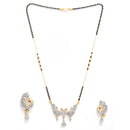 Gold Plated AD Studded Contemporary Mangalsutra & Earrings