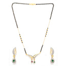 Gold Plated AD Studded Contemporary Mangalsutra & Earrings