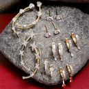 Gold Plated White American Diamond Contemporary Combo Set of 8 Earrings