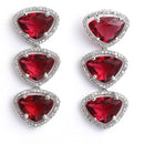 Rhodium Plated Stylish Trillion Cut Red AD Ethnic Necklace Jewellery Set