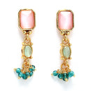 Gold Plated Cushion-Cut Multicolor American Diamond Ethnic South Indian Jewellery Set
