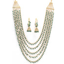Gold Plated Stylish Green Pearl Ethnic Stylish Layered Necklaces