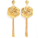 Gold Plated Flower Gold No Gemstone Ethnic Long Drop Earrings