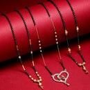 Gold Plated Teardrop Black Beads Casual Set of 3 Mangalsurta For Women