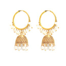 Gold Plated White Pearl Ethnic Layered Necklaces