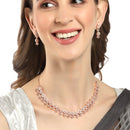 Rose Gold Plated Cluster Floral White American Diamond Contemporary Necklace Jewellery Set