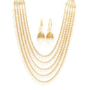 Gold Plated White Pearl Ethnic Layered Necklaces