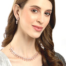 Rose Gold Plated Cluster Floral White American Diamond Contemporary Necklace Jewellery Set