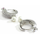 Contemporary White AD Stone Rhodium Plated Studs Earrings
