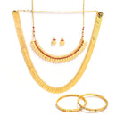 Gold Plated Kasulaperu Red Cubic Zirconia Ethnic South Indian Jewellery Set