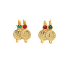 Gold Plated Coin Multicolor Cubic Zirconia Ethnic South Indian Jewellery Set