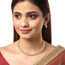 Gold Plated Teardrop White AD Ethnic Necklace Jewellery Set