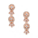 Rose Gold Plated Cluster Floral White American Diamond Contemporary Necklace Jewellery Set