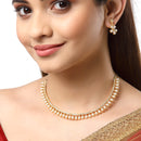 Gold Plated Teardrop White AD Ethnic Necklace Jewellery Set