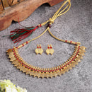 Gold Plated Curved Coin Red Cubic Zirconia Ethnic South Indian Jewellery Set