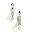 Contemporary White AD Stone Rhodium Plated Studs Earrings