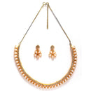 Gold Plated Teardrop White AD Ethnic Necklace Jewellery Set