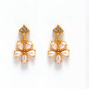 Gold Plated Teardrop White AD Ethnic Necklace Jewellery Set