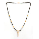 Gold Plated Teardrop Black Beads Daily Wear Set of 3 Mangalsurta For Women