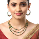 Gold Plated Green Stylish Pearl Ethnic Layered Necklaces
