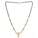 Gold Plated Teardrop Black Beads Daily Wear Set of 3 Mangalsurta For Women
