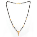 Gold Plated Teardrop Black Beads Daily Wear Set of 3 Mangalsurta For Women