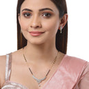 Gold Plated Black AD Studded Mangalsutra With Earrings