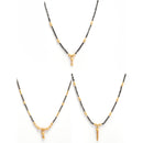 Gold Plated Teardrop Black Beads Daily Wear Set of 3 Mangalsurta For Women