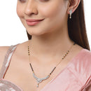 Gold Plated Black AD Studded Mangalsutra With Earrings