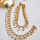 Gold Plated Cascading White Pearl Ethnic Pair Anklet