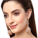 Rose Gold Plated Sea Green AD Studded Ethnic Jhumka Jhumki Earrings
