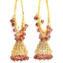 Gold Plated Dome Shape Pink Pearl Beaded Ethnic Jhumka Jhumki Earrings