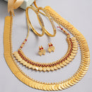 Gold Plated Kasulaperu Red Cubic Zirconia Ethnic South Indian Jewellery Set