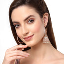 Rose Gold Plated Sea Green AD Studded Ethnic Jhumka Jhumki Earrings