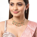 Gold Plated Cushion-Cut Multicolor American Diamond Ethnic South Indian Jewellery Set