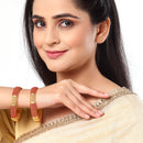 Gold Plated Red Ethnic Bangles For Women