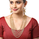Gold Plated White Pearl Ethnic Layered Necklaces