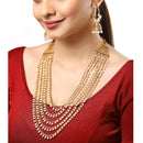 Gold Plated White Pearl Ethnic Layered Necklaces