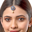 Gold Plated Blue Pearl Ethnic Set of 1 Maang Tikka For Girl
