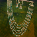 Gold Plated Stylish Green Pearl Ethnic Stylish Layered Necklaces
