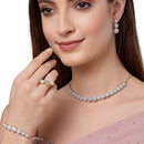 Gold Plated Circular White American Diamond Ethnic Complete Jewellery Set
