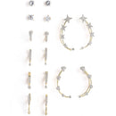 Gold Plated White American Diamond Contemporary Combo Set of 8 Earrings