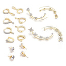 Gold Plated White American Diamond Contemporary Combo Set of 8 Earrings