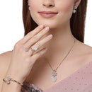 Gold Plated Stylish White AD Stone Contemporary Pendant Matching Set
