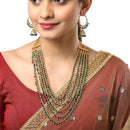 Gold Plated Stylish Green Pearl Ethnic Stylish Layered Necklaces