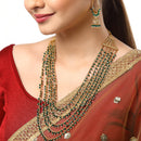 Gold Plated Stylish Green Pearl Ethnic Stylish Layered Necklaces