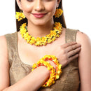 Stylish Gold Plated Yellow Ethnic Flower Set For Wedding