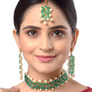 Gold Plated Green Kundan Ethnic Bridal Jewellery Set